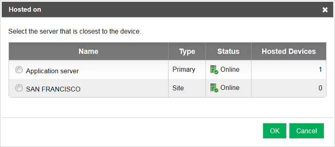 Select the Site Server