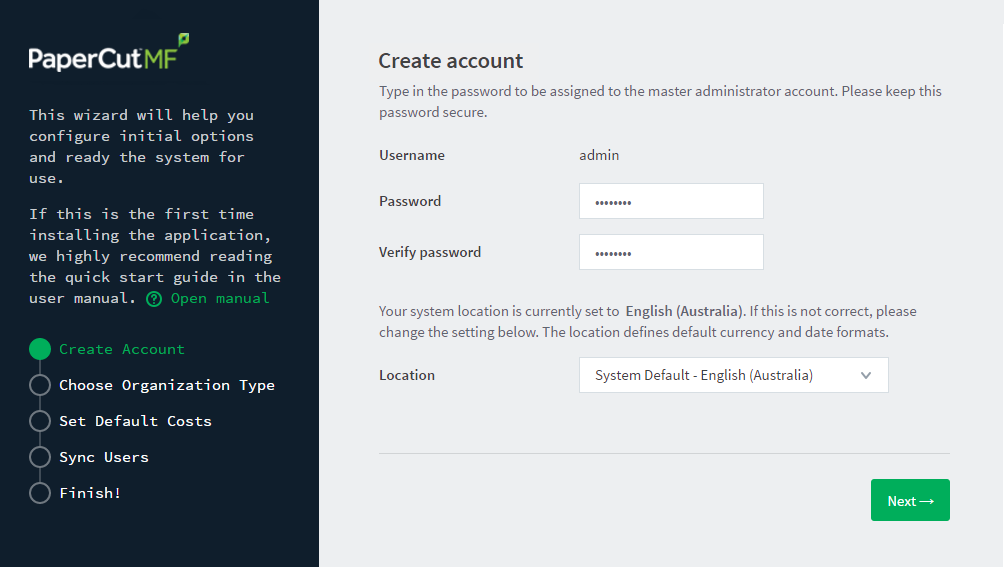 Configuration wizard